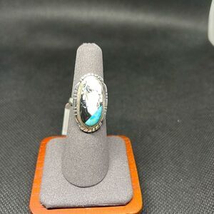 NWT White Buffalo Jasper & Turquoise 925 Silver Ring Size 6